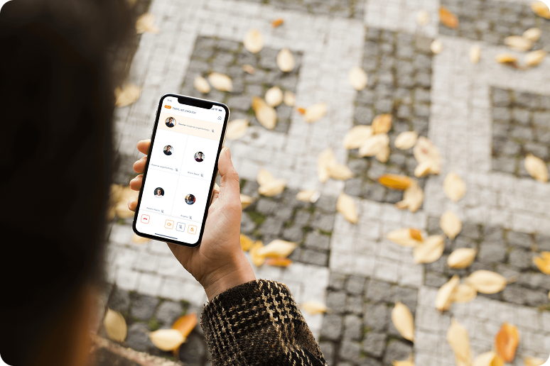 Person holding phone with Foxt app